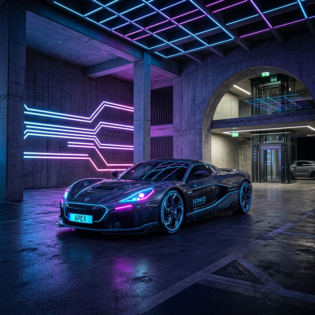 Futuristic electric supercar